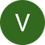 White letter V on a dark green circle background with black edges