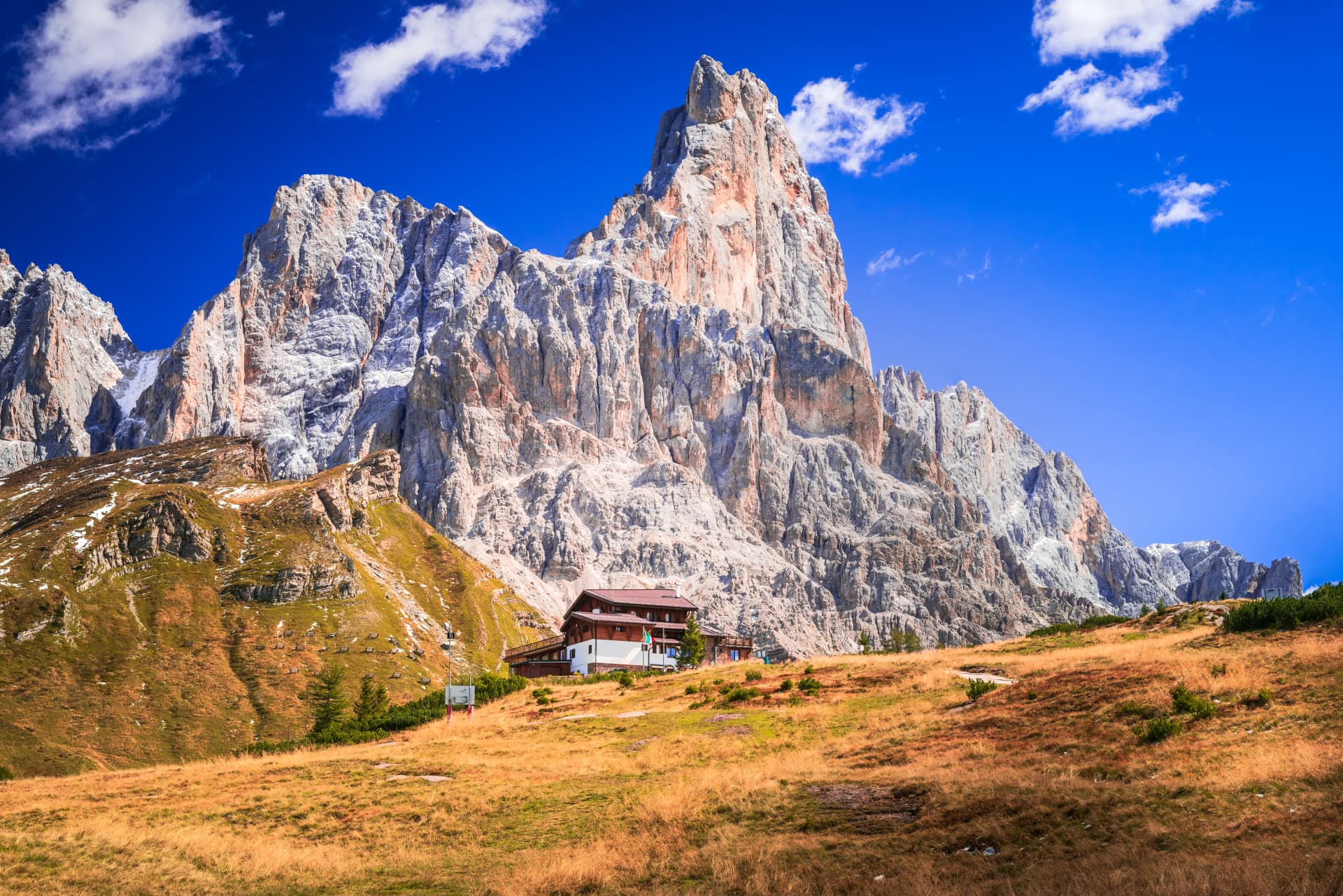 Dolomites, Sudtirol - Italy. Cimon della Pala mountain, Passo Rolle.