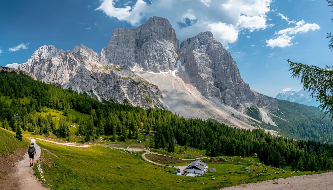 Monte Pelmo dal Rifugio Città di Fiume, Val di Zoldo, Val Fiorentina, Dolomiti, Italia, Cadore, Veneto